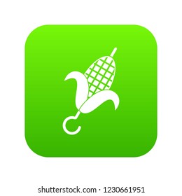 Grilled corn cob icon digital green for any design isolated on white vector illustration