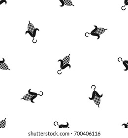 Grilled corn cob pattern repeat seamless in black color for any design. Vector geometric illustration