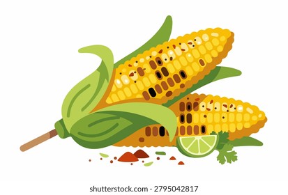 Grilled Corn on Cob Illustration