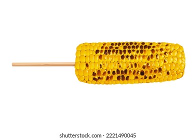 Grilled Corn On The Cob Isolated On A White Background, Vector Eps 10., Perfect For Wallpaper Or Design Elements