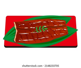  Grilled eel . Eel kabayaki. Japanese food. Vector illustration.