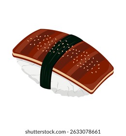 Ilustración isométrica de sushi de anguila a la parrilla