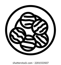 gegrillte Auberginen-Linie-Symbol, Vektorgrafik. gegrilltes Auberginenschild. isoliertes Kontursymbol