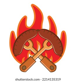 logotipo de salchichas a la parrilla