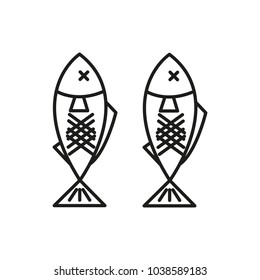 Grilled Fish Adventure Thin Line Icon Symbol Illustration Design