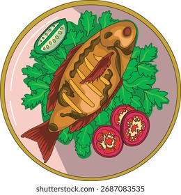 Grilled fish with a delicious and appetizing taste.