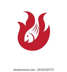 Grilled fish with fire and fish combination