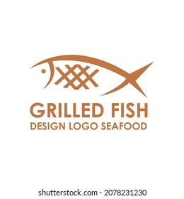 Grilled Fish Food Vector Design Logo