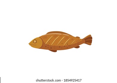 Grilled Fish Fried Rui vector illustration isolated on white background