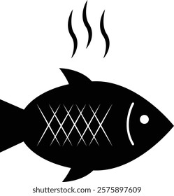 Grilled Fish icon. Seafood symbol. Fish sign. flat style.