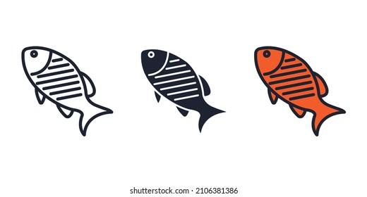grilled fish icon symbol template for graphic and web design collection logo vector illustration