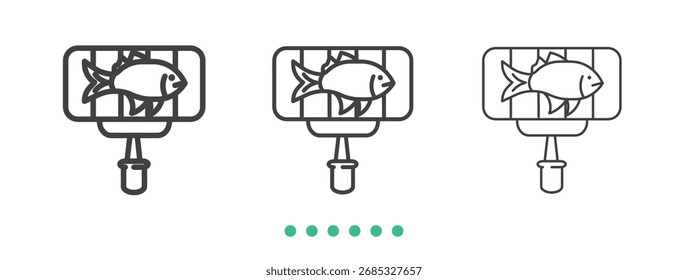 Grilled fish icon. Thin line icon vector