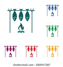 Grilled fish icon. Vector illustration