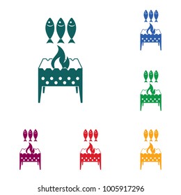 Grilled fish icon. Vector illustration

