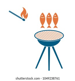 Grilled fish icon. Vector illustration