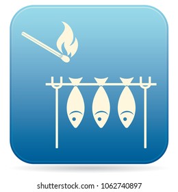 Grilled fish icon. Vector illustration