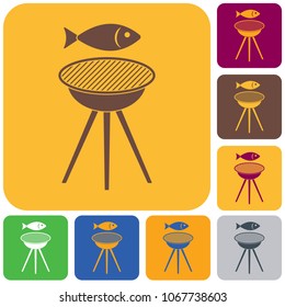 Grilled fish icon. Vector illustration

