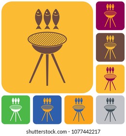 Grilled fish icon. Vector illustration

