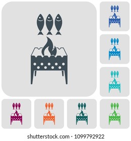 Grilled fish icon. Vector illustration
