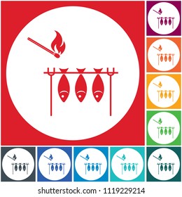Grilled fish icon. Vector illustration