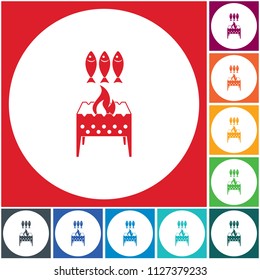 Grilled fish icon. Vector illustration
