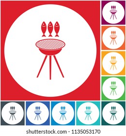 Grilled fish icon. Vector illustration

