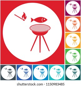 Grilled fish icon. Vector illustration