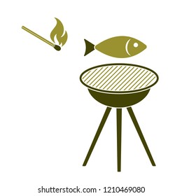 Grilled fish icon. Vector illustration