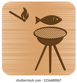 Grilled fish icon. Vector illustration

