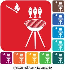 Grilled fish icon. Vector illustration