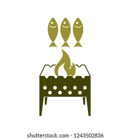 Grilled fish icon. Vector illustration

