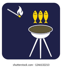 Grilled fish icon. Vector illustration

