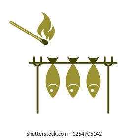 Grilled fish icon. Vector illustration