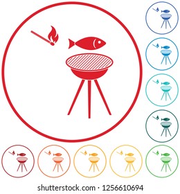 Grilled fish icon. Vector illustration