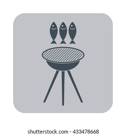 Grilled fish icon. Vector illustration