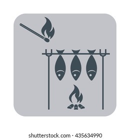 Grilled fish icon. Vector illustration


