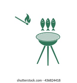 Grilled fish icon. Vector illustration