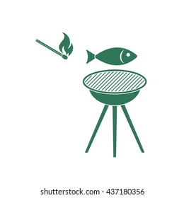 Grilled fish icon. Vector illustration