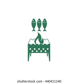 Grilled fish icon. Vector illustration

