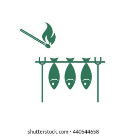 Grilled fish icon. Vector illustration

