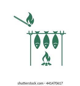 Grilled fish icon. Vector illustration