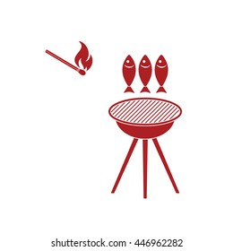 Grilled fish icon. Vector illustration