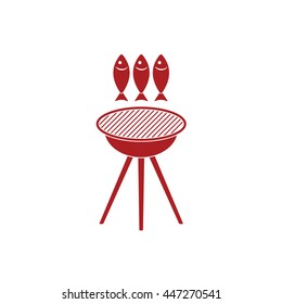 Grilled fish icon. Vector illustration