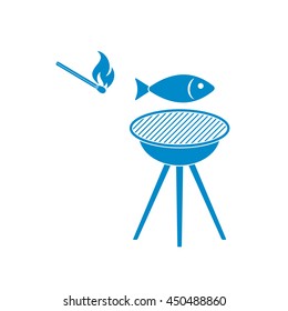 Grilled fish icon. Vector illustration