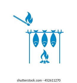 Grilled fish icon. Vector illustration