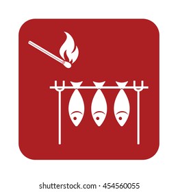 Grilled fish icon. Vector illustration