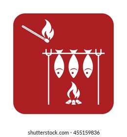 Grilled fish icon. Vector illustration