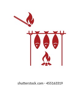 Grilled fish icon. Vector illustration

