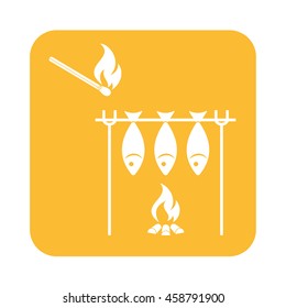 Grilled fish icon. Vector illustration