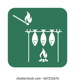 Grilled fish icon. Vector illustration